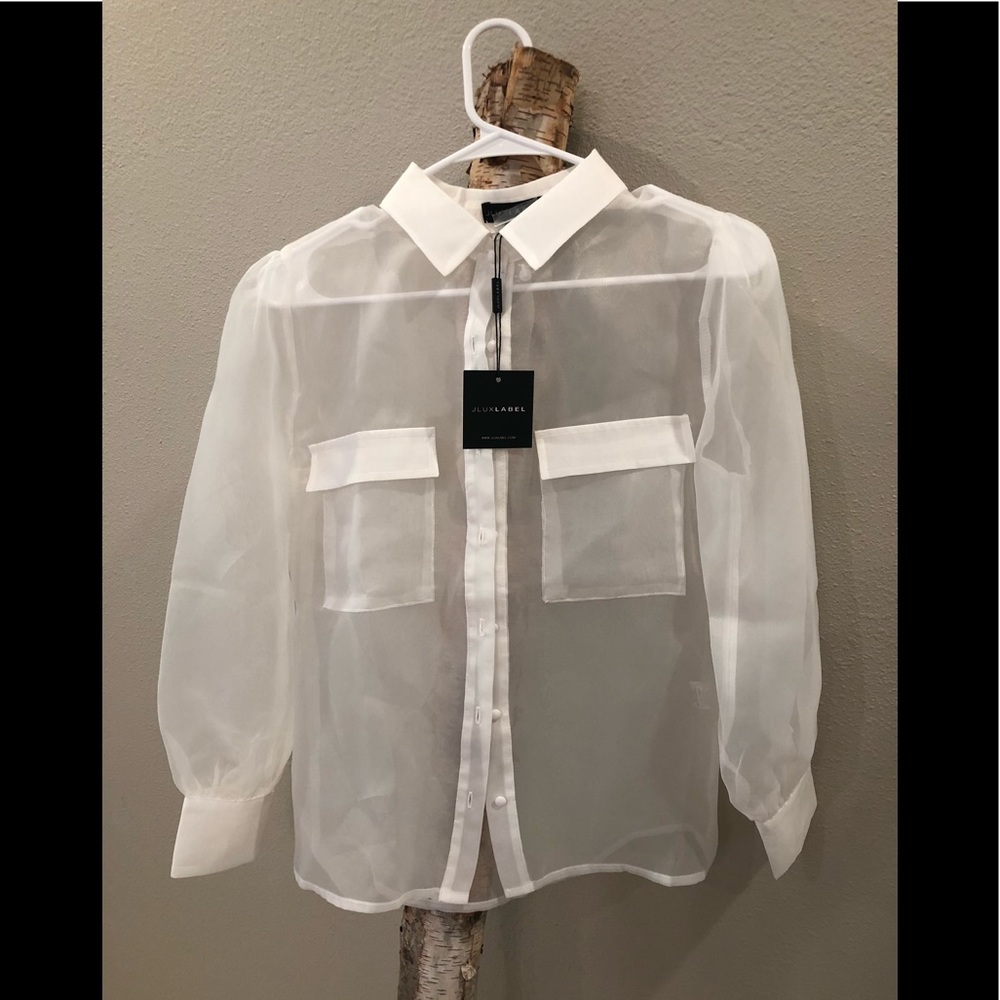 NWT Ivory Lucie Sheer Button Up